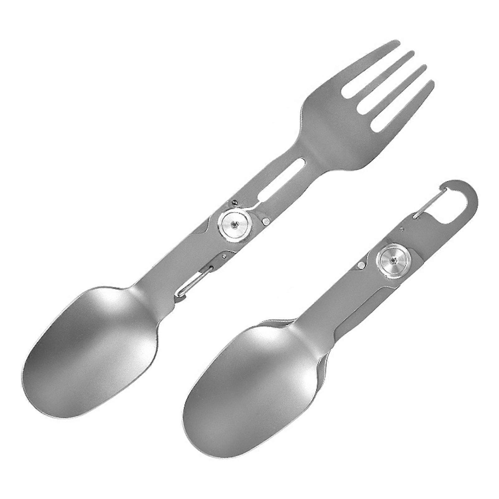 2 in 1 Portable Folding Spoon and Fork Durable Pure Titanium Foldable Fork Spoon