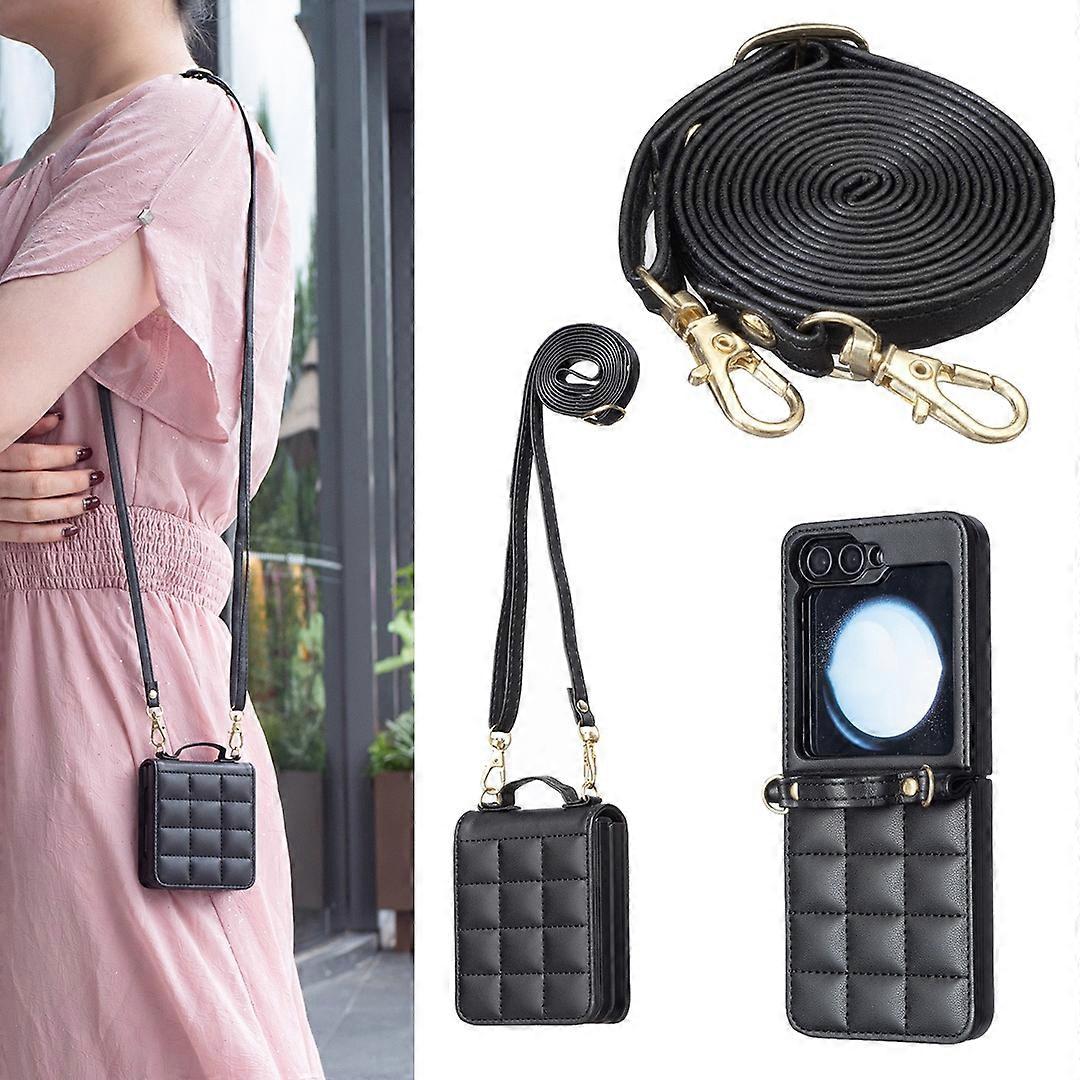 Square-shaped Crossbody Lanyard Leather Phone Case
