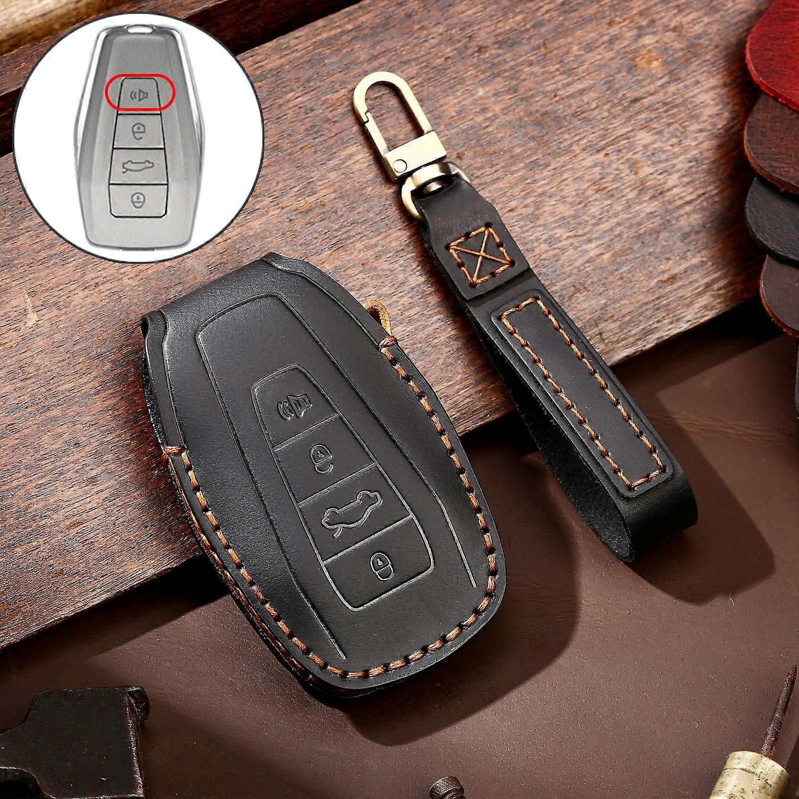 Hallmo Car Cowhide Leather Key Protective Cover Key Case for Geely Emgrand C Style