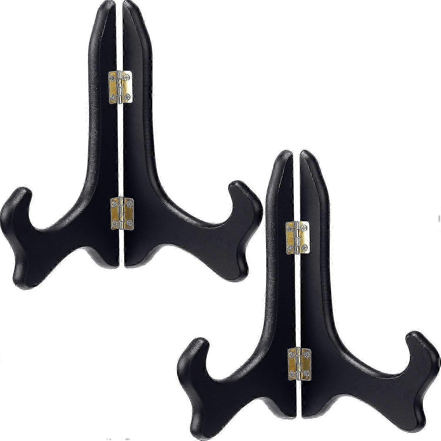 2 Packs Black Wooden Display Stand Plate Holder Easels (8 Inch)(4-d-1)