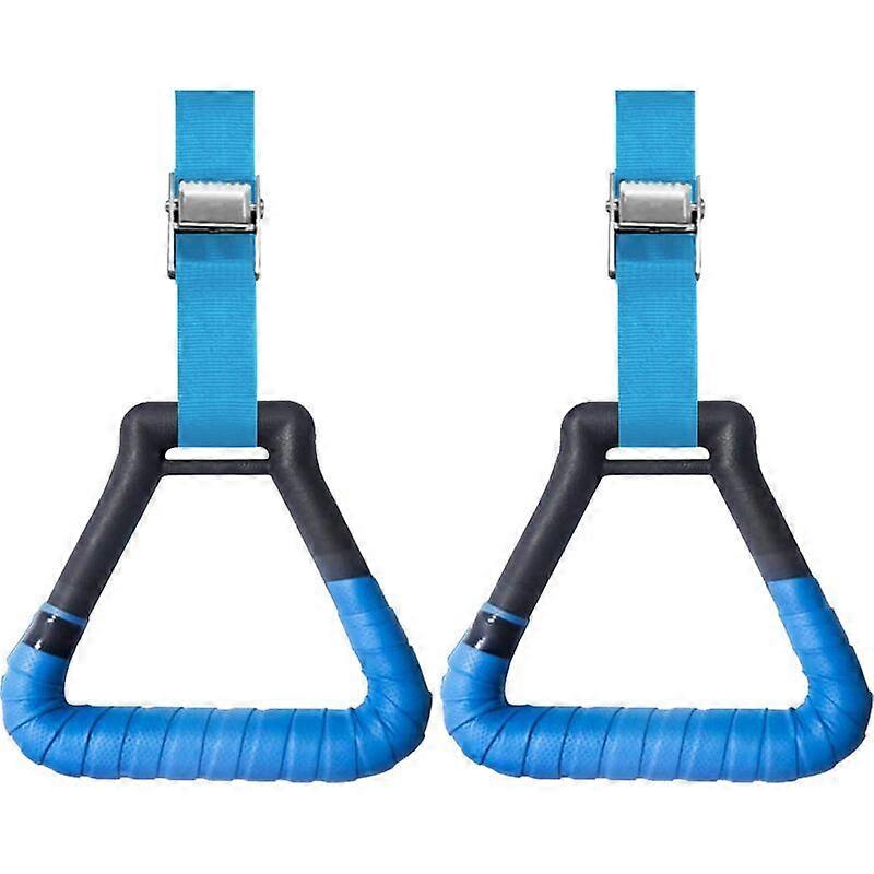 2 Pieces Gymnastics Rings with Adjustable Buckle Straps Professional Fitness Rings with Sweat Absorbing Non-slip Bands Perfect for Training, Blue