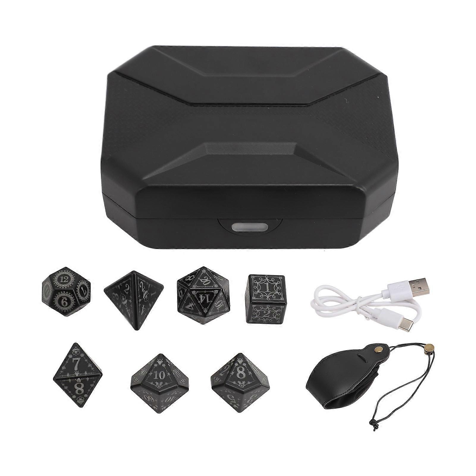 7pcs Light Up LED Set Glowing Polyhedral with Charging Case for Role Playing Dice Tabletop Games