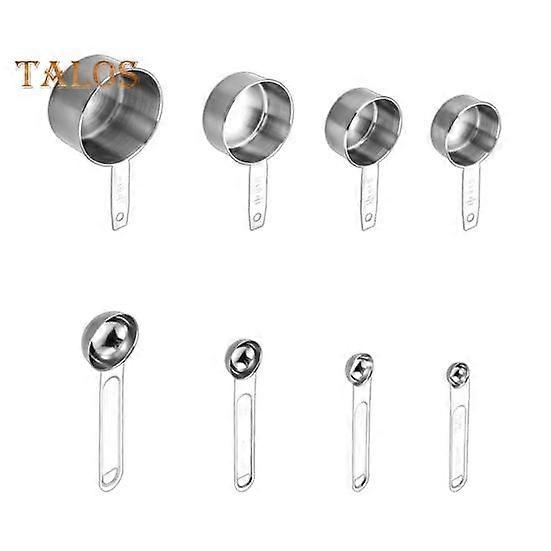 Stainless Steel Measuring Spoon Set Dual Unit Scales Ergonomic Handle Measuring Cup for Precise Baking Measurements Home Kitchen Bakery Use