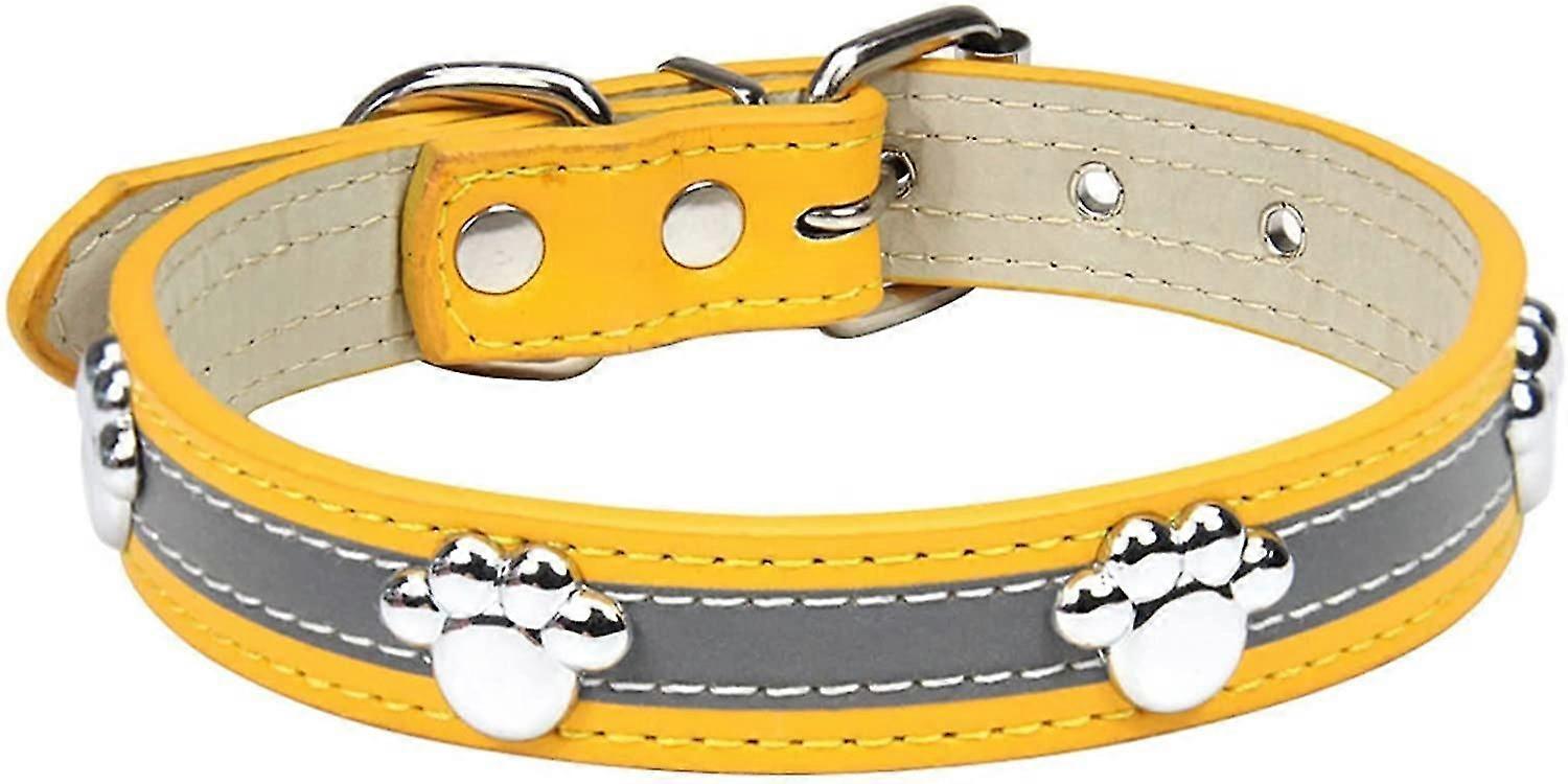 かわいい足のリベットがちりばめられた面白い柔らかいPuレザー調節可能な子犬の犬の首輪が小さい中型の大きい犬の猫のための反射的な犬の首輪