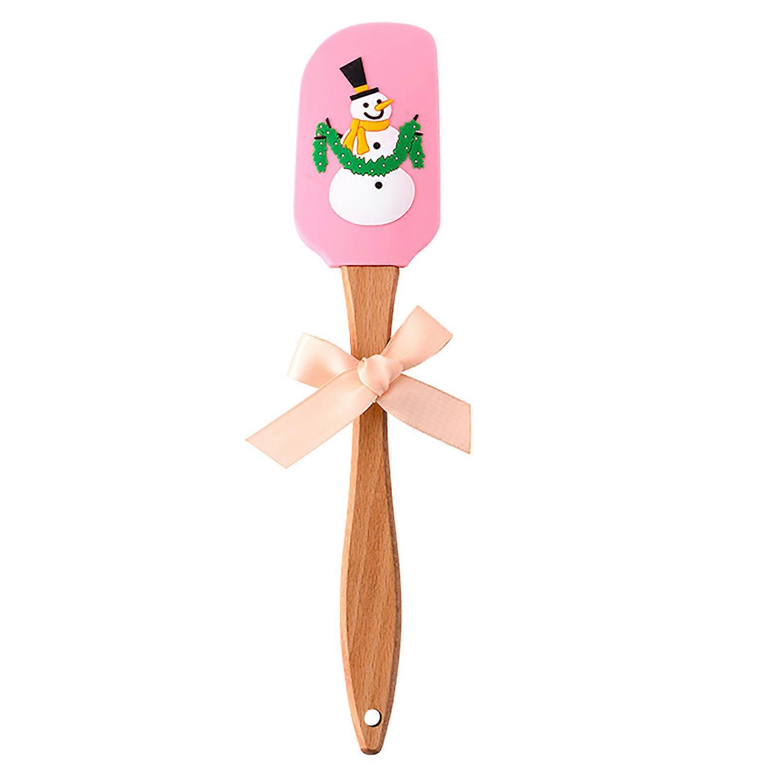 Christmas Design Spatula Wooden Handle Scraper Kitchen Baking Tools OO