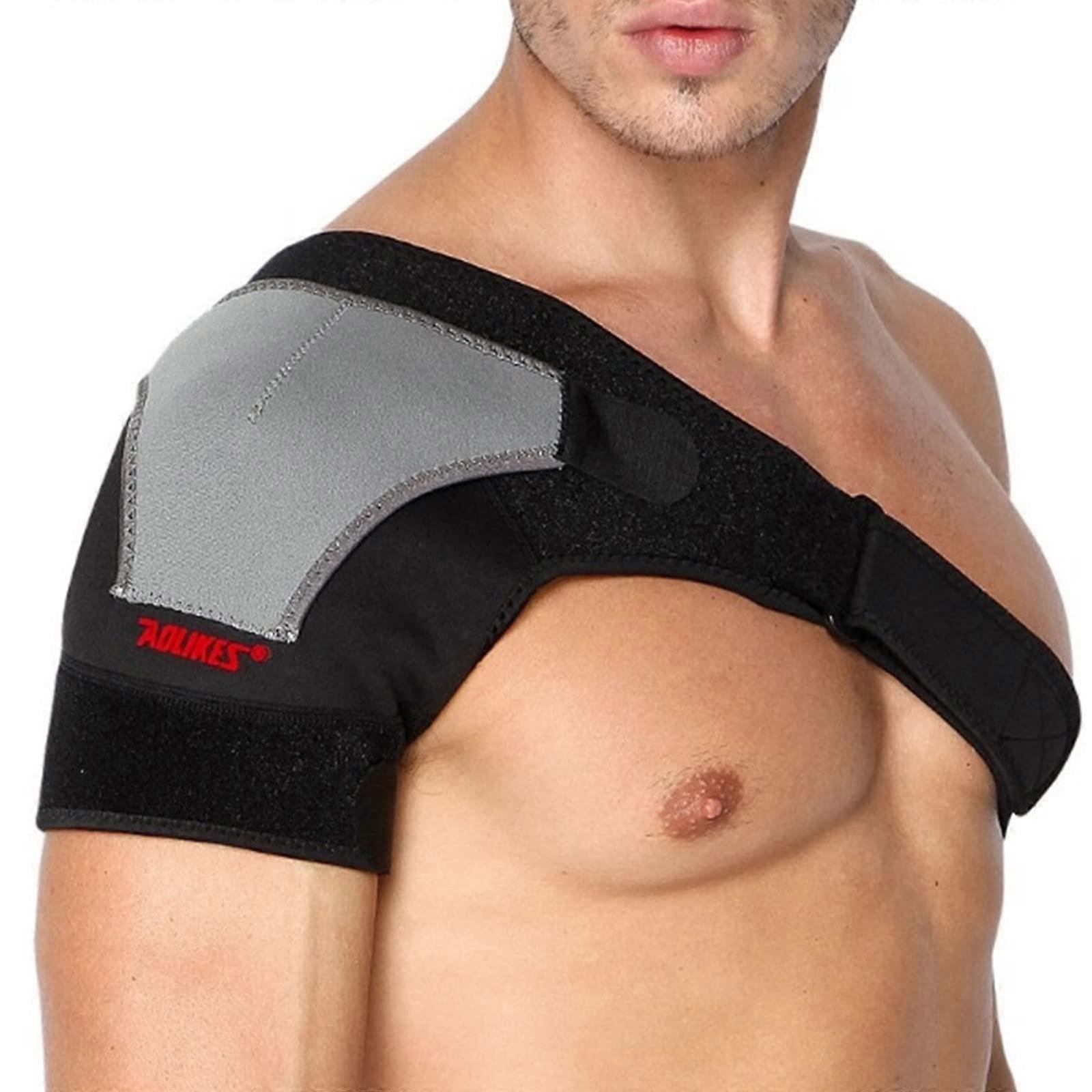 Shoulder Stability Brace for Right Shoulder, Adjustable Neoprene Support with Pressure Pad for Rotator Cuff, AC Joint Injury, Labrum Tear