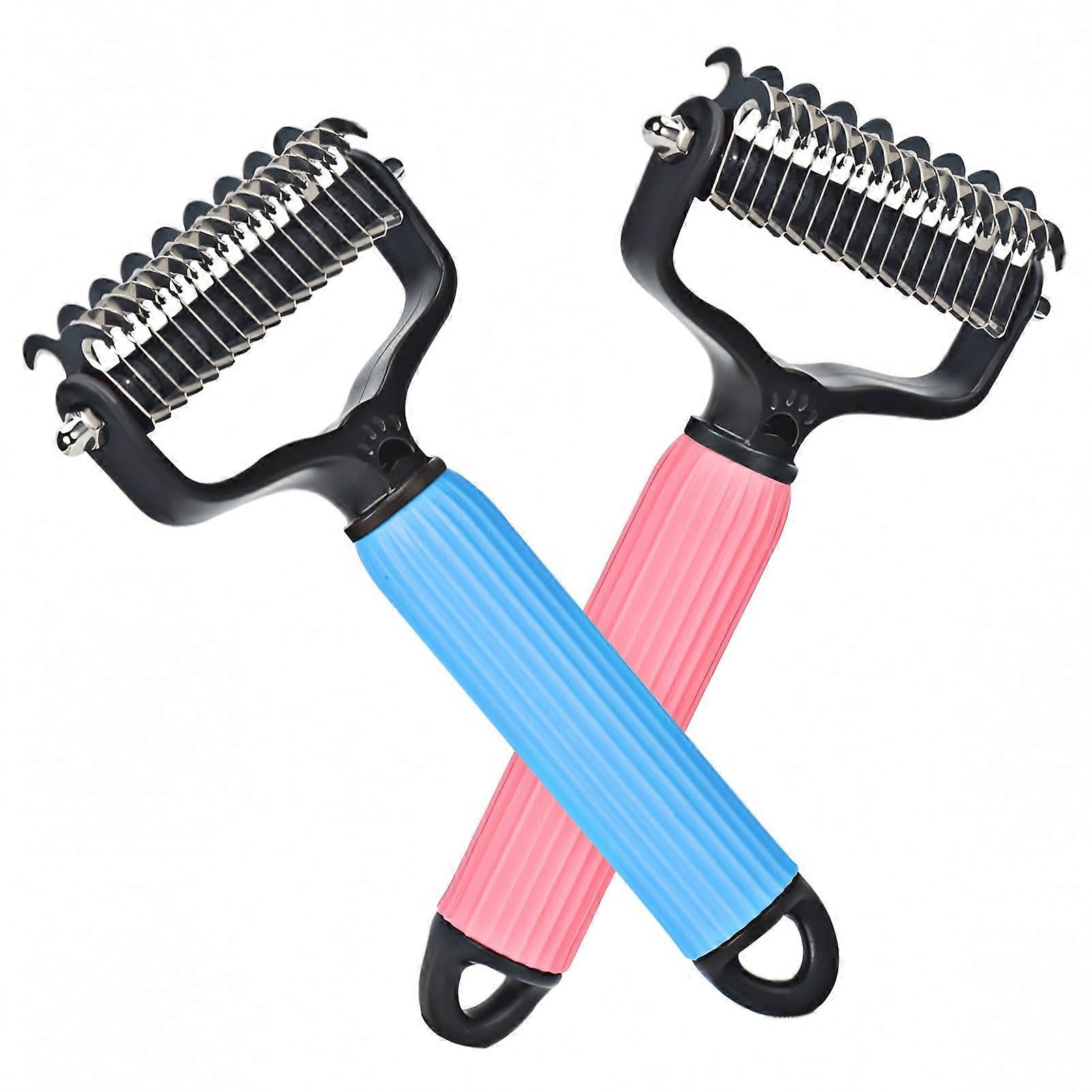 Cat Shedding Dematting Comb 2-Pack Deshedding Brush For Dogs And Cats Undercoat Rake Matted Fur Remover For Cats