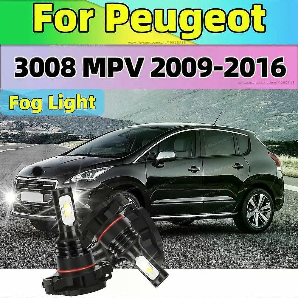 For Peugeot 3008 MPV 2009 2010 2011 2012 2013 2014 2015 2016 Front LED Fog Lights Bulbs 80W Super Bright Auto Fog Lamp 12V