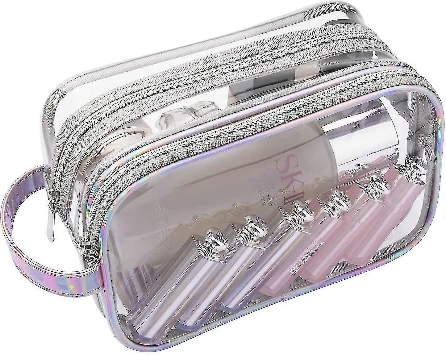 Transparent Toiletry Bag, 2-Layer Transparent Travel Cosmetic Bag
