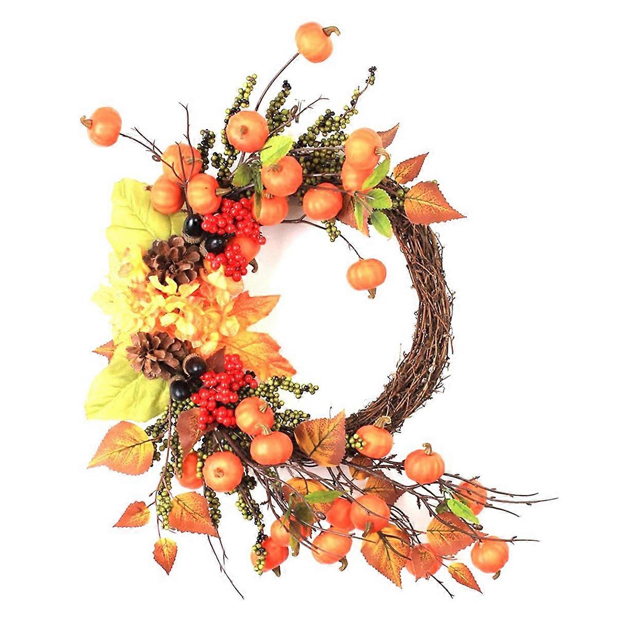 Fall Wreath for Front Door Pumpkins Berries Wreath Decoration