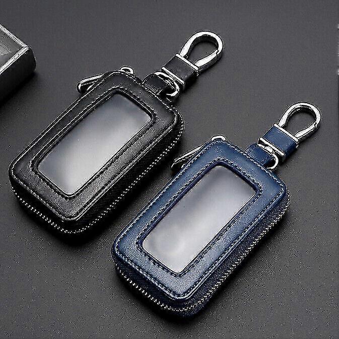 Car Remote Key Fob Holder with Universal Leather Zipper Wallet Case