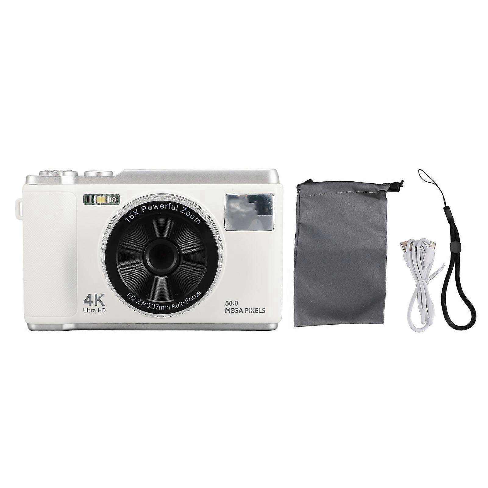 4K Digital Camera with Autofocus, 50MP Photos, 16x Zoom, and Built-in Flashlight