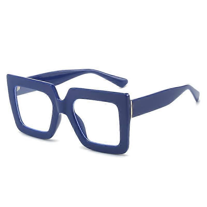 Reading Glasses Blue Light Blocking Computer Readers Oversized Anti Eyestrain Square Eyeglasses Flat Light Mirror (Color : Blue, Size : 100)