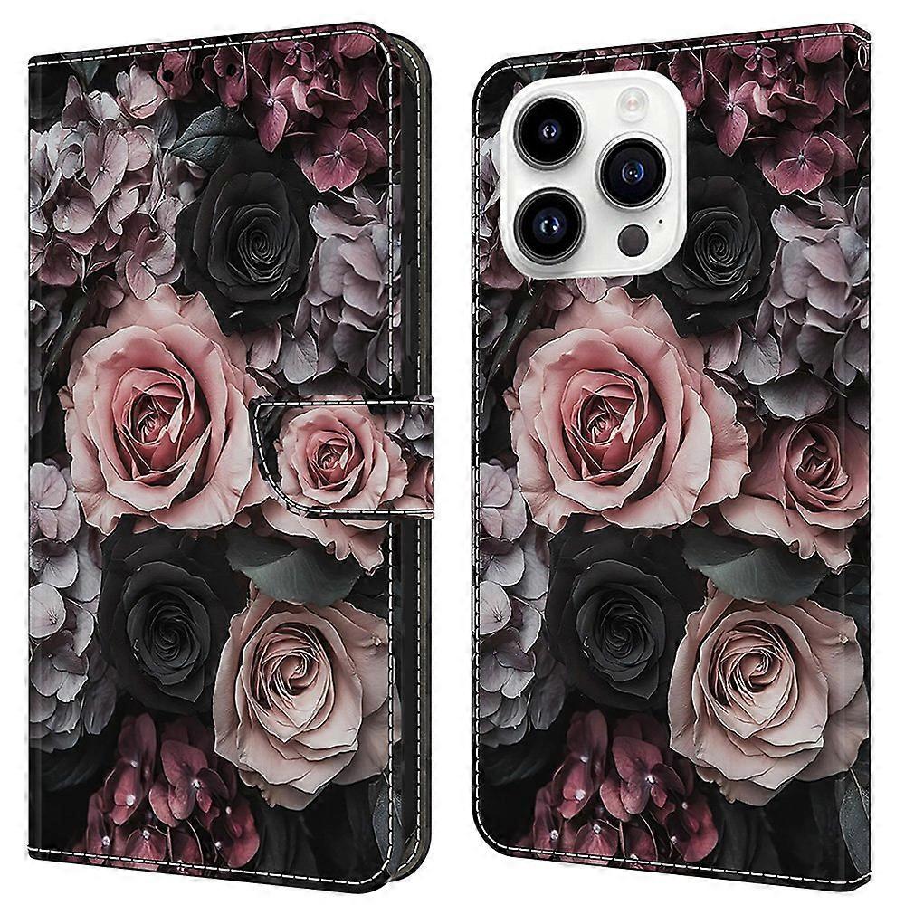 For iPhone 16 Pro Leather Case Pattern Printing Wallet Stand Flip Phone Cover