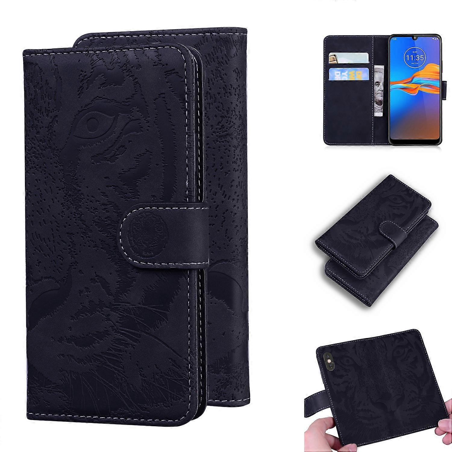 For Motorola Moto E6 Plus Tiger Embossing Pattern Horizontal Flip Leather Case with Holder & Card Slots & Wallet