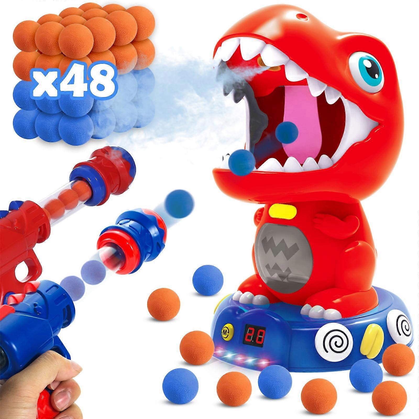 Movable Dinosaur Shooting Toys for Kids Aged 4-8 - Interactive Game with Score Tracker, Mist Spray, Light & Sound Features