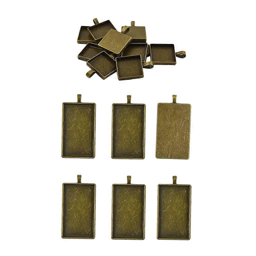 16 Pieces Vintage Pendant Charm Setting Tray Blank Base Rectangle Tray Mix Size