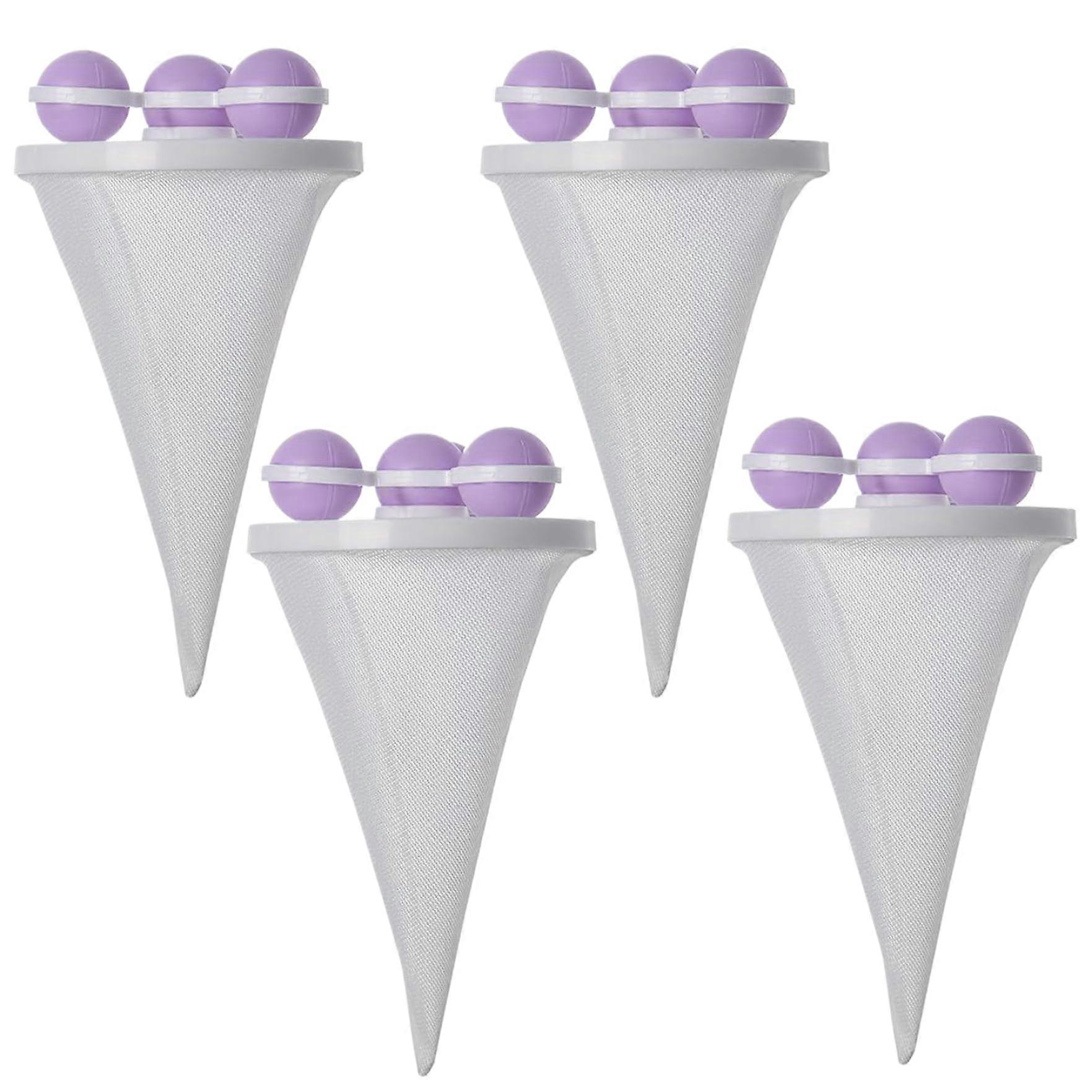4pcs pet hair remover, reusable laundry hair catcher balls, floating filter net for washing machine, purple, pet remover for laundry