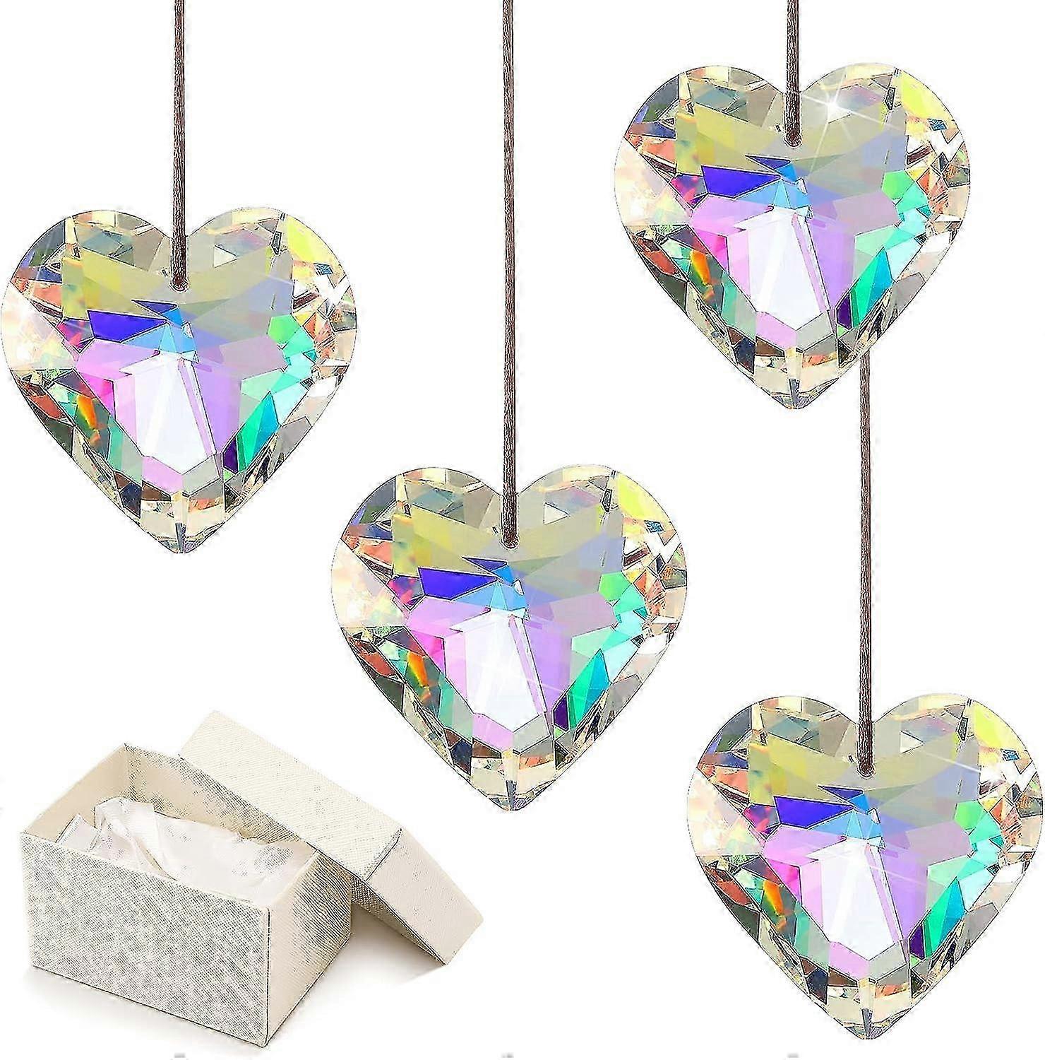Crystal fersken hjerte prisme vedhæng lampe dekoration
