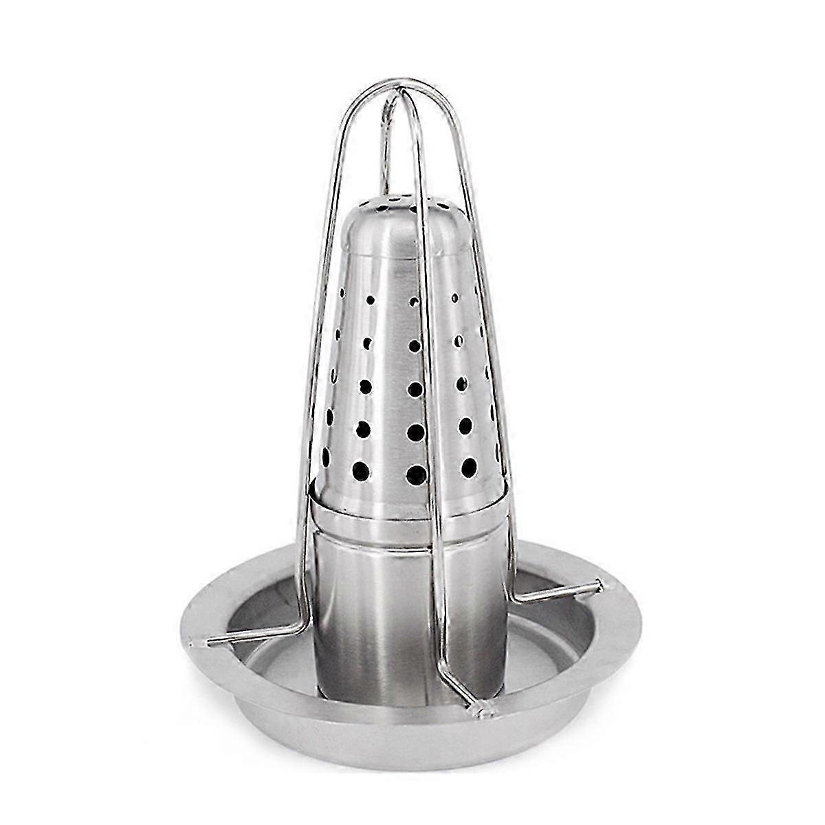 Chicken Roaster Stand Beer Can Vertical Chicken Holder with Drip Pan Upright Chicken Barbecue Rack for Grill--As Shown
