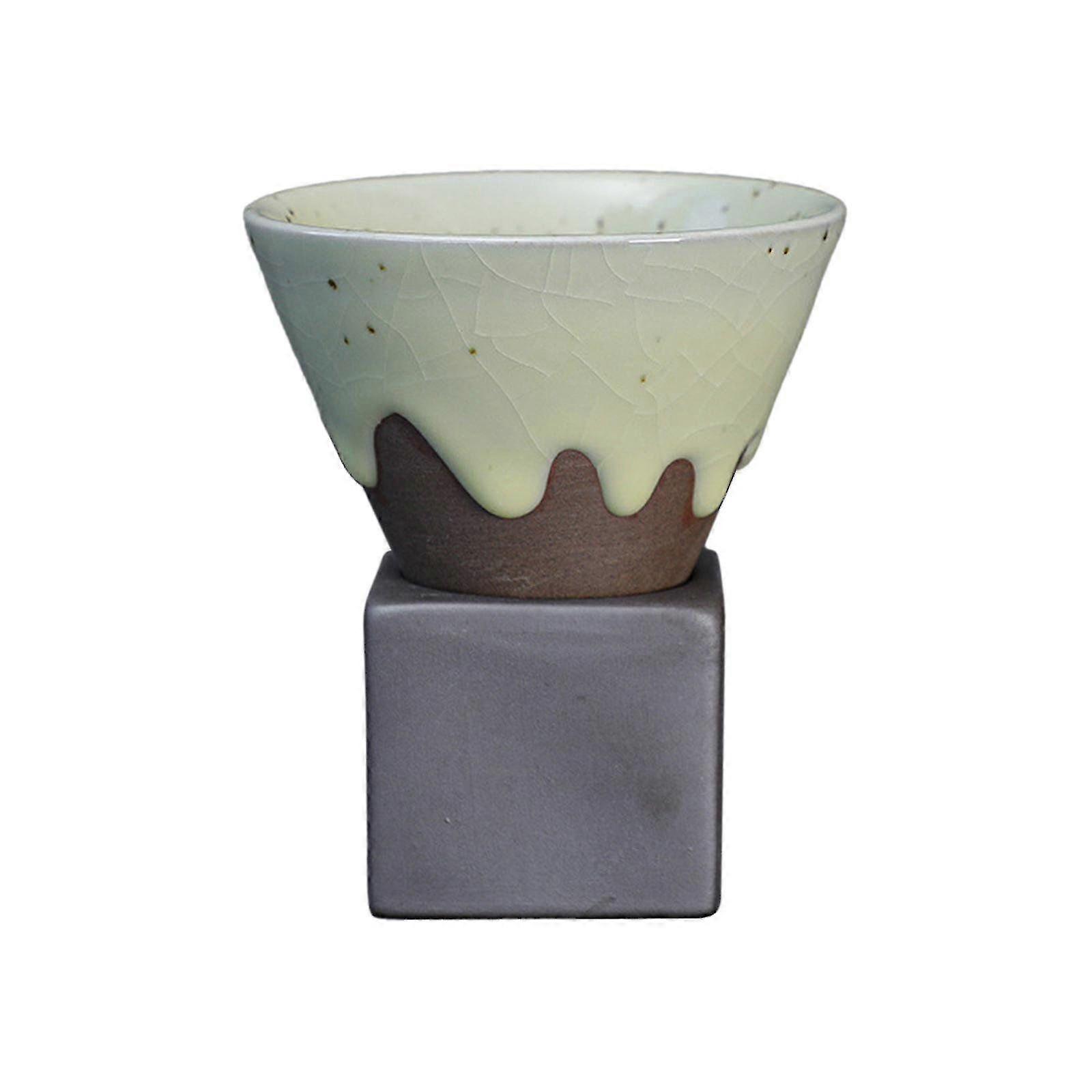 Triangular Cone Ceramic Coffee Mug with Base, Multipurpose Porcelain Cup for Tea and Coffee