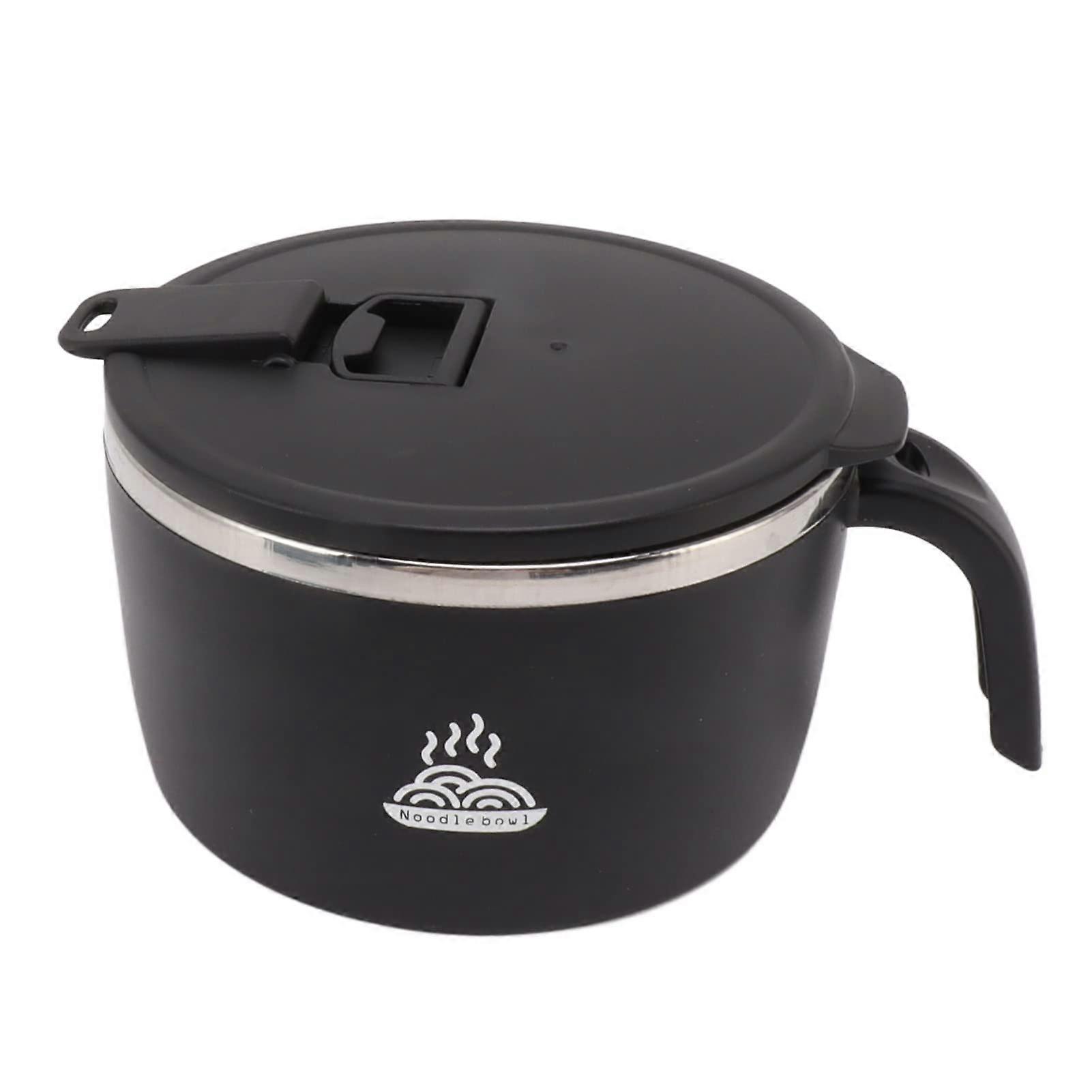 Instant Stainless Steel Pasta Bowl, Large Capacity, Black, Ideal for Dorm and Office Use, Convenient and Durable