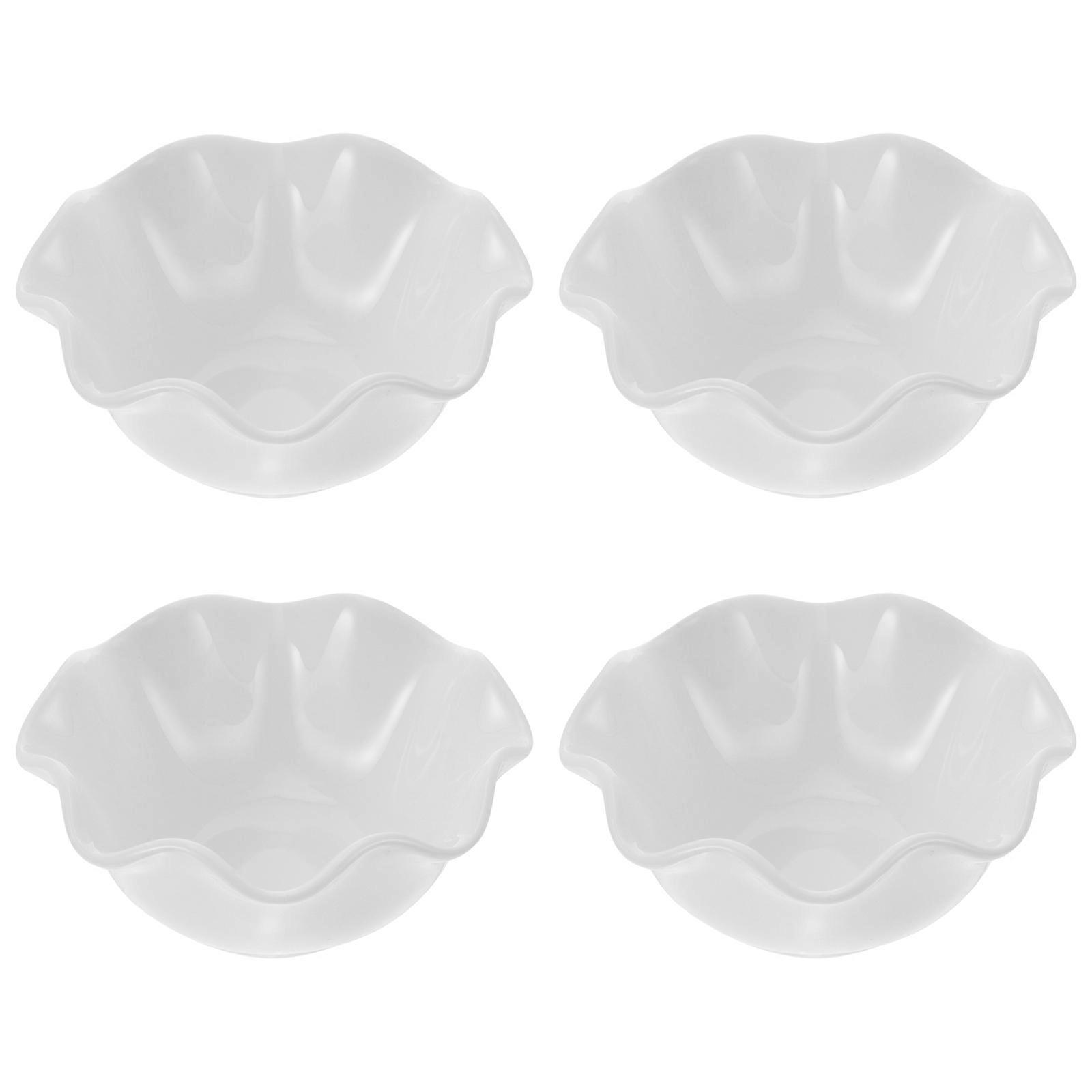 Creative White Ceramic Lotus Leaf Shape Bowls for Home Use Ideal for Sauces and Snacks Set of 4