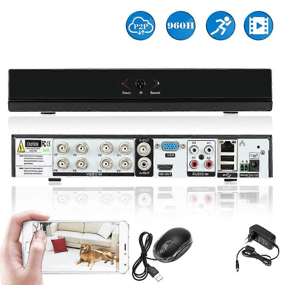 8CH 1080P Hybrid NVR DVR - 5-in-1 CCTV System, Motion Detection, Phone App Access