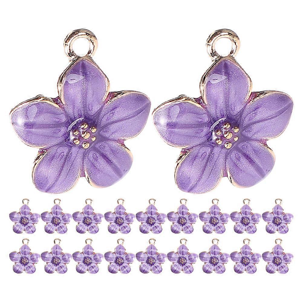 Durable And Fade-Resistant Flower Charms Purple Enamel Flower Charms Diy Enthusiasts Jewelry Pieces 20Pcs