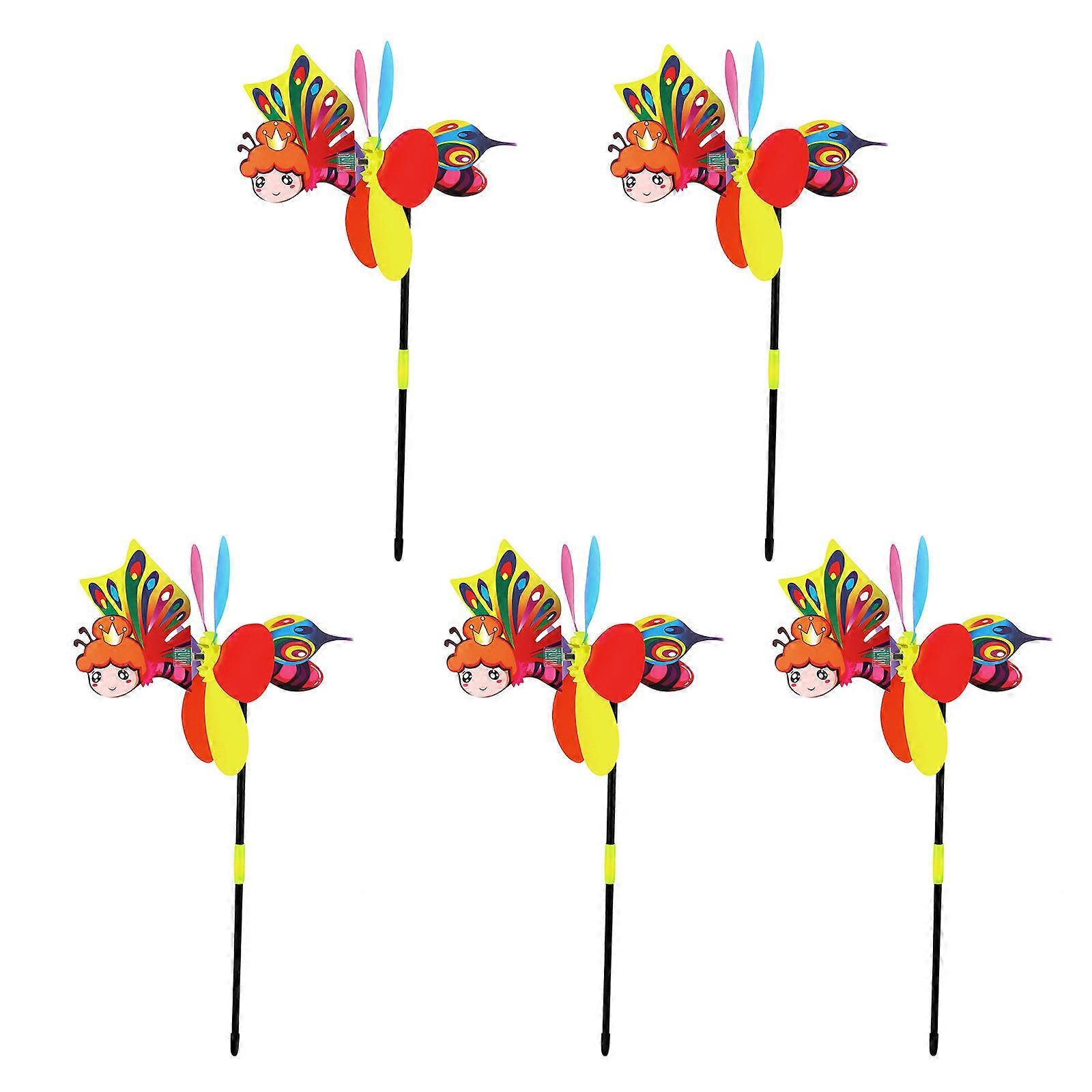 Decorative Wind Spinners Plastic Windmill Cartoon Shape Garden Decoration Home Use 52X30X24CM Simple and Lovely Design 5Pcs