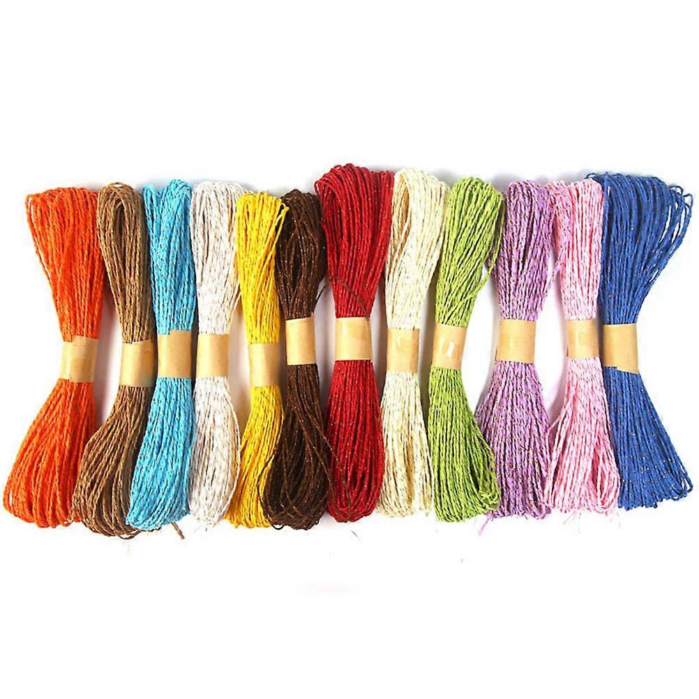 Present Twine Paper Rope Kindergarten Material Assorted Color 25 Meters Long present Wrapping Crafting 12Pcs