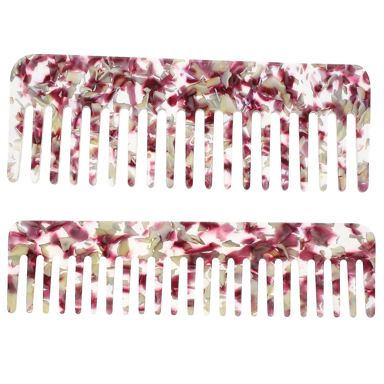 Marble Pattern Hair Combs Set 2pcs Portable Detangling Combs for All Hair Types, Travel & Everyday Use for Men & Women