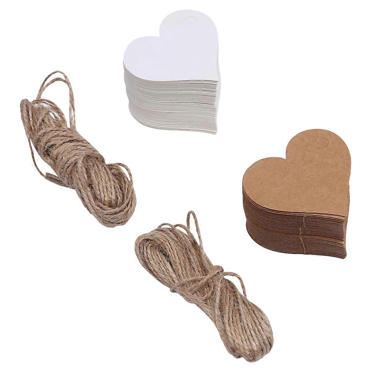 Heart Kraft Paper Tags Creative Bookmark For present Giving Craft Projects Christmas 6x6cm Jute Twine 200Pack