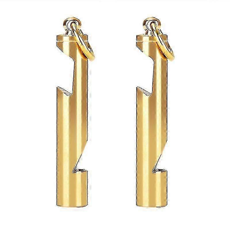 2pcs銅ホイッスル屋外サバイバルホイッスルボトルオープナーゴールデンホイッスルホイッスルハンギングペンダント