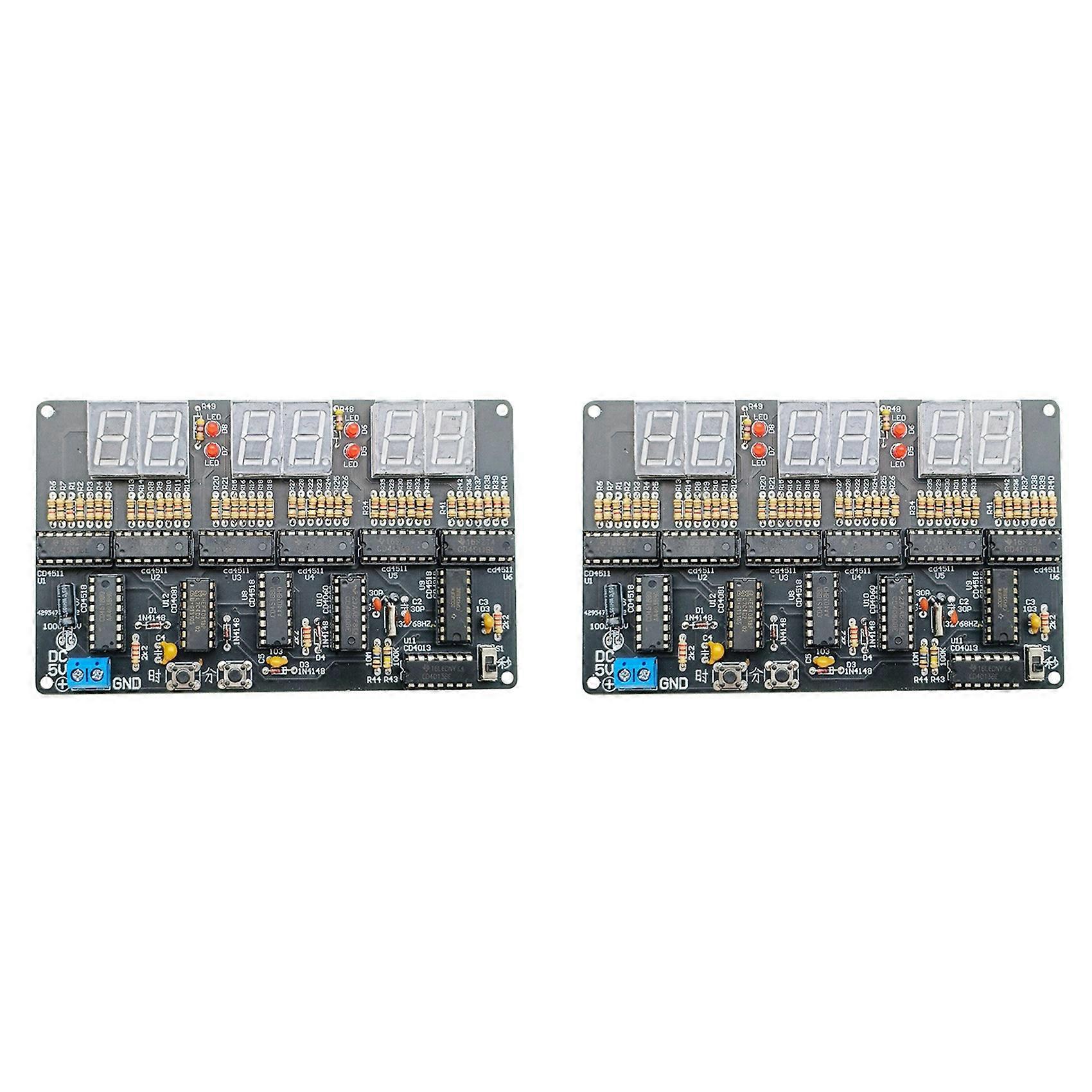 2X DC 4.5V-5.5V 6-Bit Digital Circuit Clock Kit Electronic Clock Teaching and Training Welding Produ