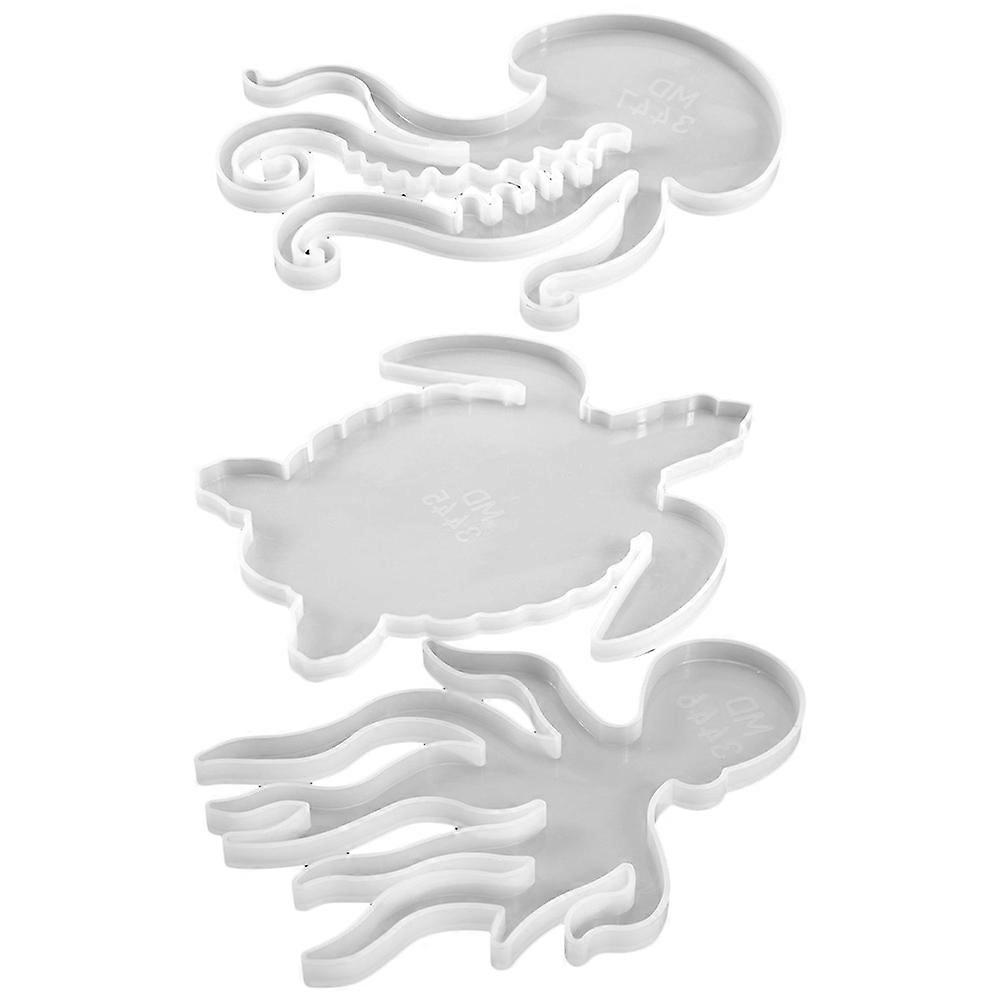 Creative Flexible Silicone Mold Epoxy Casting Marine Style Turtle Jellyfish Octopus 3Pcs