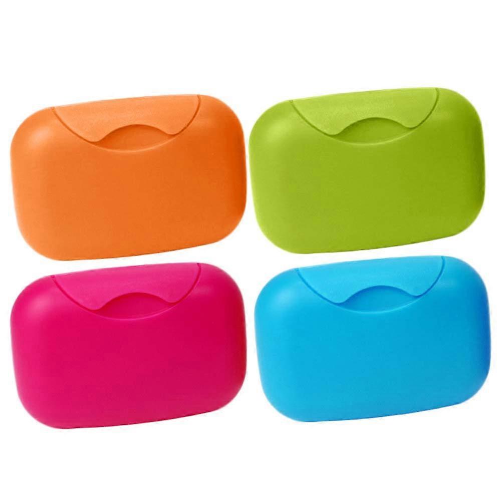 Portable Holder Soap Dish Box For Traveling Large Size Assorted Color Prevent Leakage 4Pcs