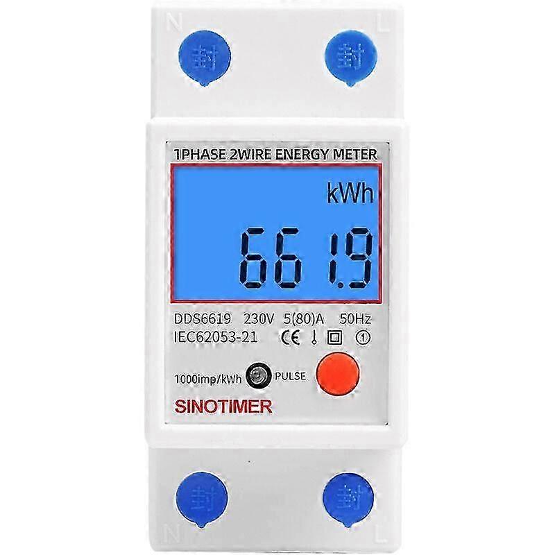 Single Phase Electronic Multifunction Digital Meter - DIN Rail Mount LCD Backlit Display 580A 230V (7.83.56.5cm)