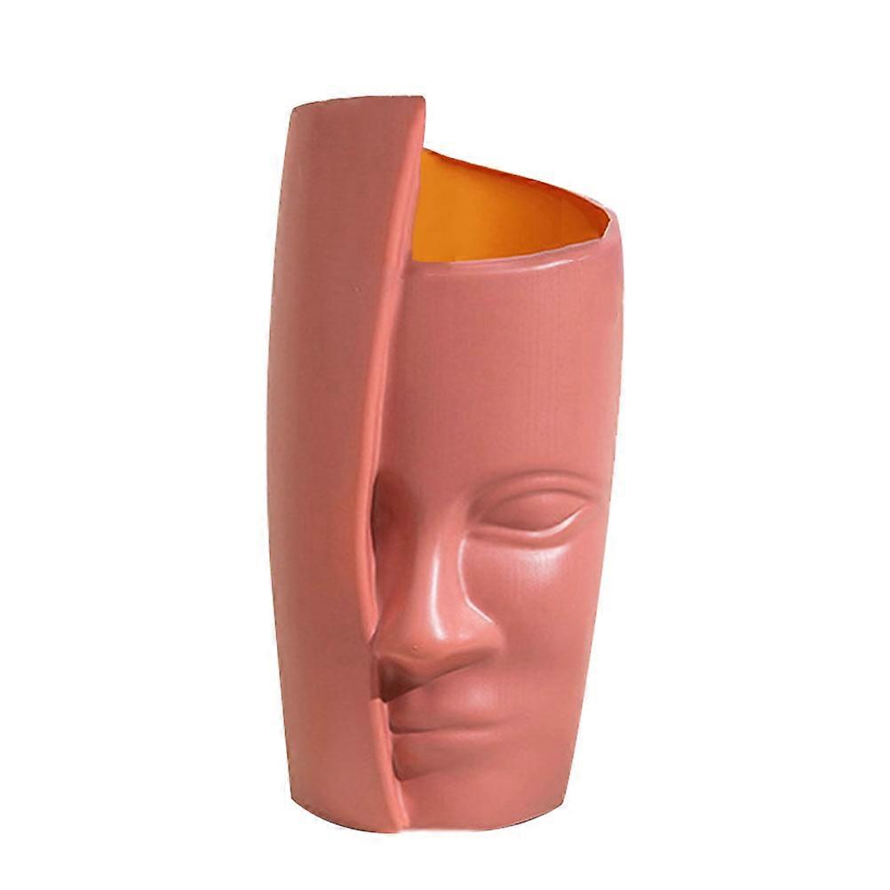 Pink Plastic Vase for Decoration Elegant Desktop Artistic Flower Vase for Home Decor