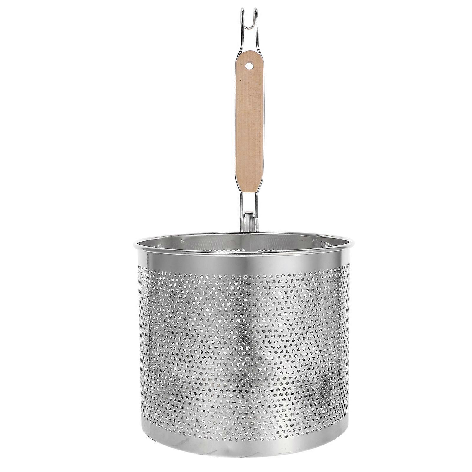 Pasta Strainer Mesh Multi-Functional Kitchen Tool With Long Handle For Draining Wooden Material 40.30X23.00X20.00CM 1Set
