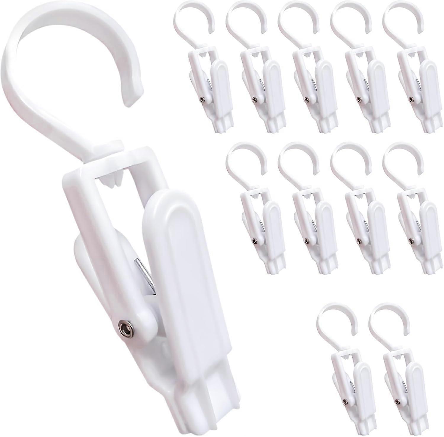 12 super strong plastic rotating hooks, curtain clips