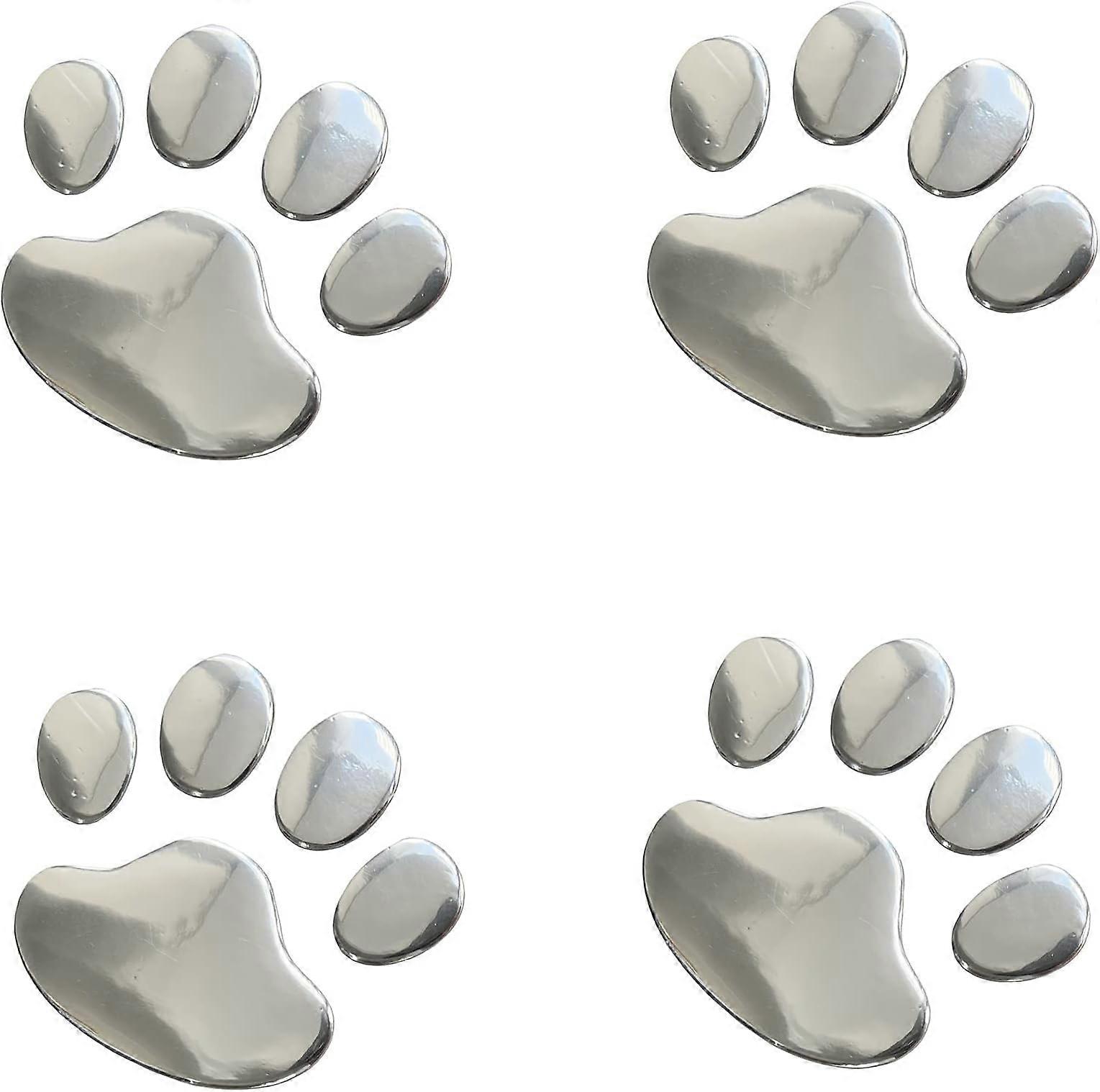 4pcs 3D Chrome Dog Paw Print Car Stickers