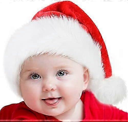 2024クリスマスハットサンタハット女性男性ぬいぐるみサンタハットレッドサンタハット新しいお祝いパーティーのためのベルベットで作られた快適で厚いクラシックサンタハット