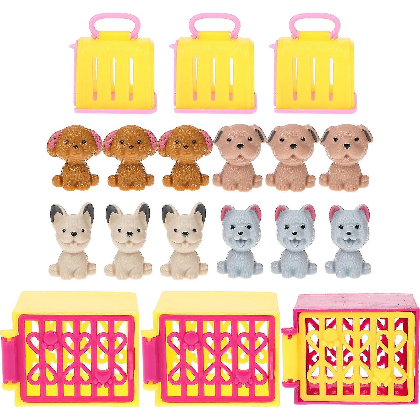 3 Sets Mini Dog House Pet Nest Accessories for Tiny Dog Models, Miniature Scene Decor for Home Decoration, Random Color