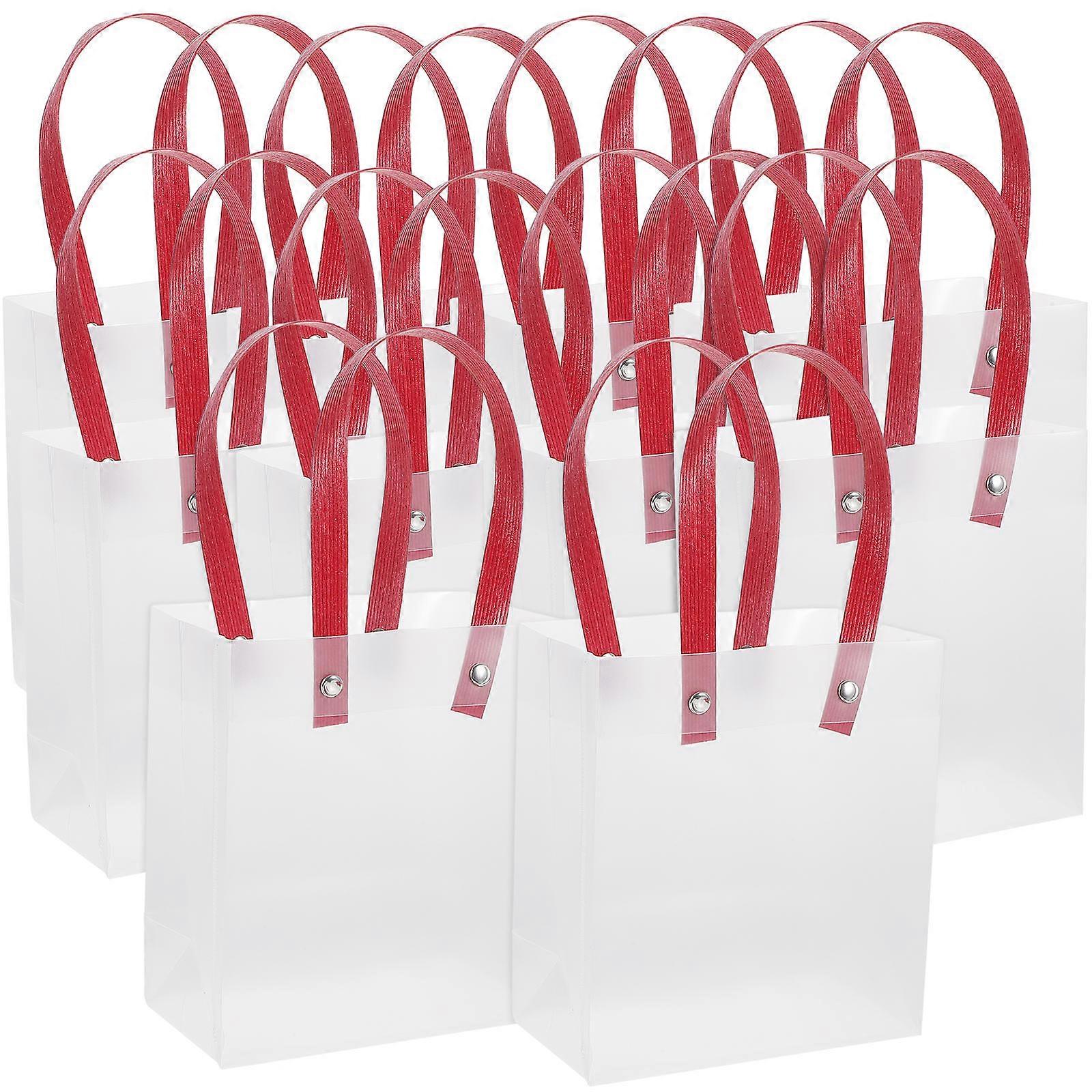 Clear Party Favor Bags Frosted Plastic For Thanksgiving Rectangular Handle Design Storage 19.00X13.50X7.00CM 10Pcs