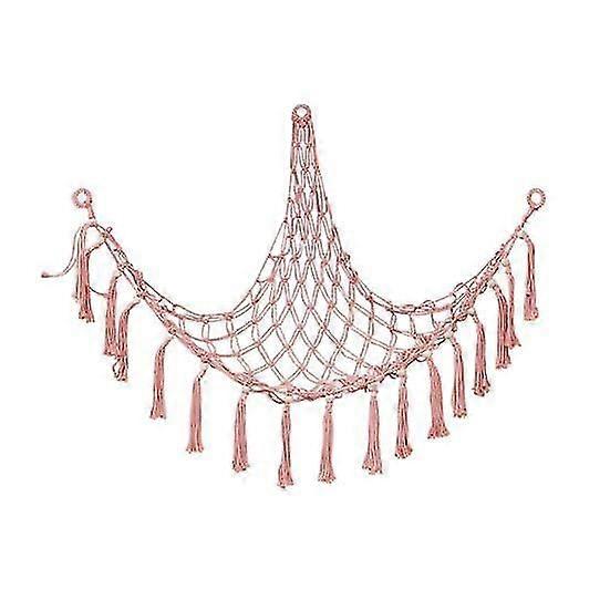 Hammock Organizer with Tassel Storing Reusable Fashion Corner Toy Storage Rack Stuffed Animal Net Bag Home Decor