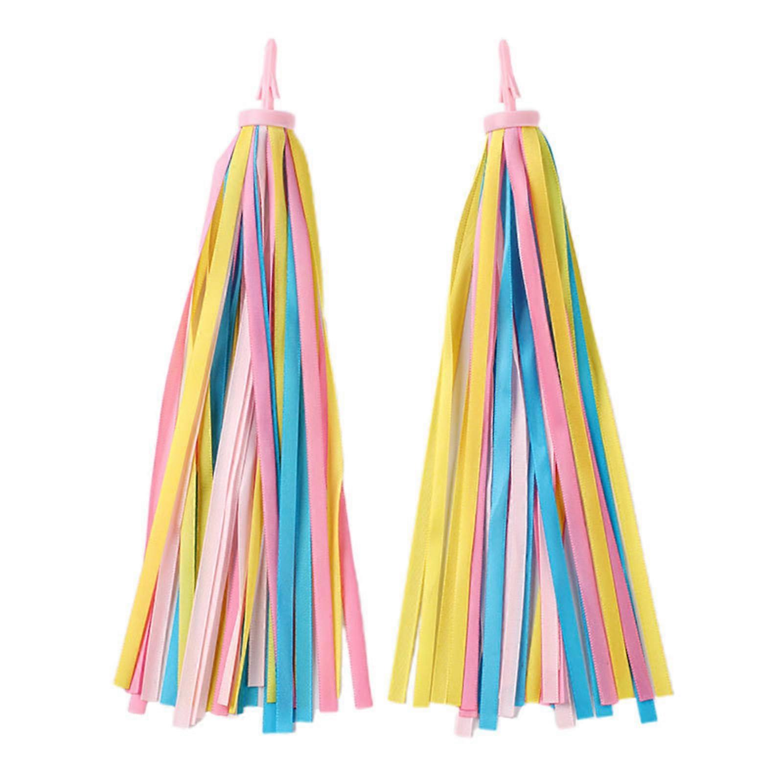 Bicycle Handlebar Tassels, Rainbow Color, 2 Pieces, Durable Fabric, Fits Most Bikes and Scooters