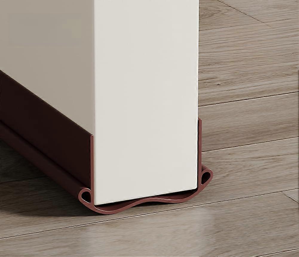 Door Draft Stopper for Bottom of Doors, Adjustable Size, Weatherproof, Self-Adhesive, Noise Blocker, Brown (Pack of 3)
