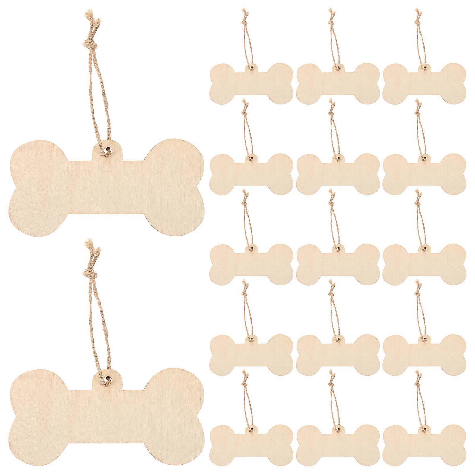 Wooden Hanging Pet Tag Diy Paintable Blank Wood Plaque Pet Management 1 Set