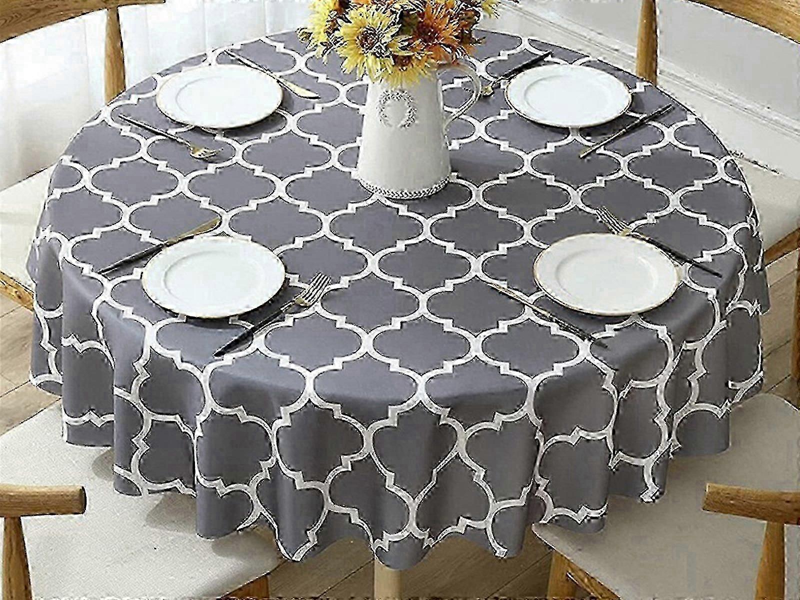 100cm Waterproof Tablecloth Round Tablecloth Dining Tablecloth Grey Edition 0701